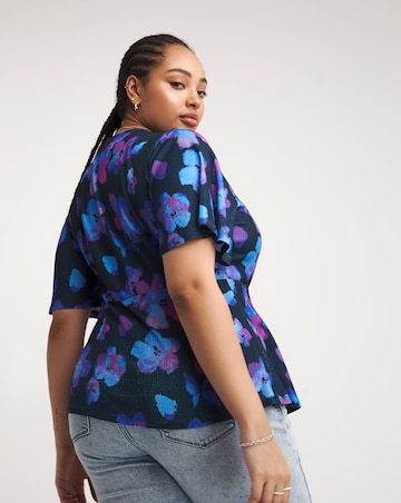 Floral Print Angel Sleeve Wrap Top