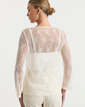 Simply Be Ecru Lace Tie Front Cardi