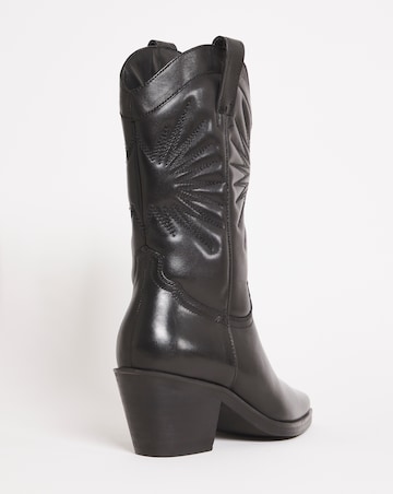 Maeve Leather Embroidered Western Cowboy Boots Wide Fit Standard Calf