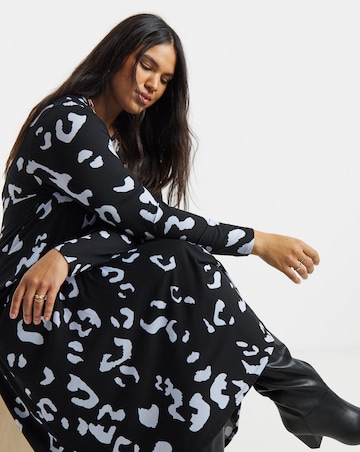 Animal Print Supersoft Jersey Cinched Detail Midi Dress