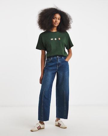 Green Christmas Sweet Embroidery T-Shirt