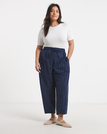 Simply Be Navy Pinstripe Barrel Trouser