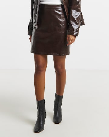 Simply Be Burgundy Faux Leather Lacquered Mini Skirt