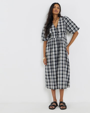 Mono Check Midi Dress
