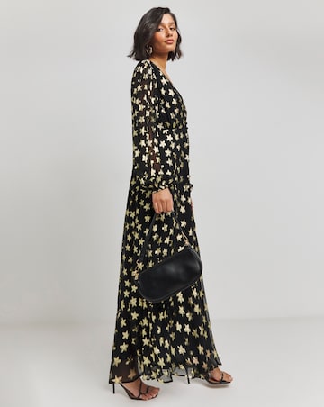 Gold Star Print Jacquard Maxi Dress