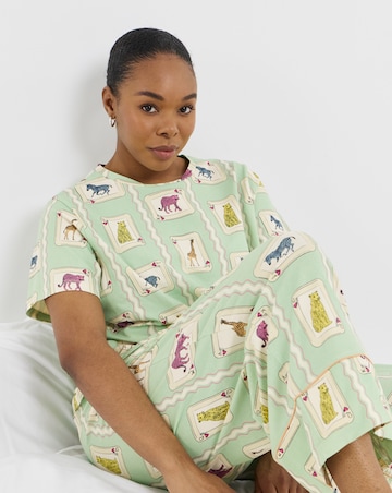 Chelsea Peers Organic Cotton Crew Neck TShirt & Capri Bottoms Pyjama Set