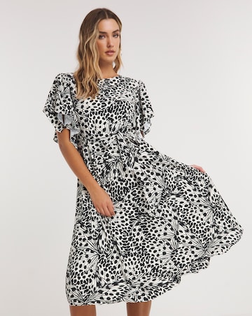 Joanna Hope Floral Petal Sleeve Dress