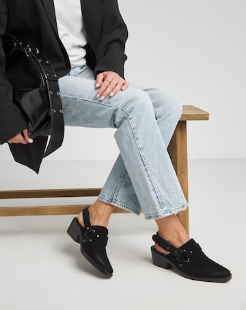Elyria Suede Western Detailed Mule Shoes - Wide Fit (E)