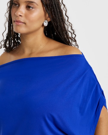Cobalt Blue Soft Jersey Off The Shoulder Top