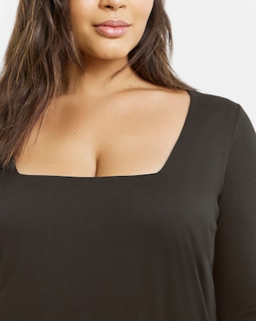 Chocolate Long Sleeve Square Neck Top