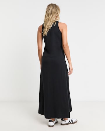Black Cotton Jersey Sleeveless Maxi Dress