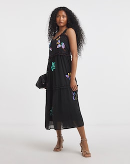 Hope &amp; Ivy Lindsey Sleeveless Embellished Midi Dress with Tiered Skirt