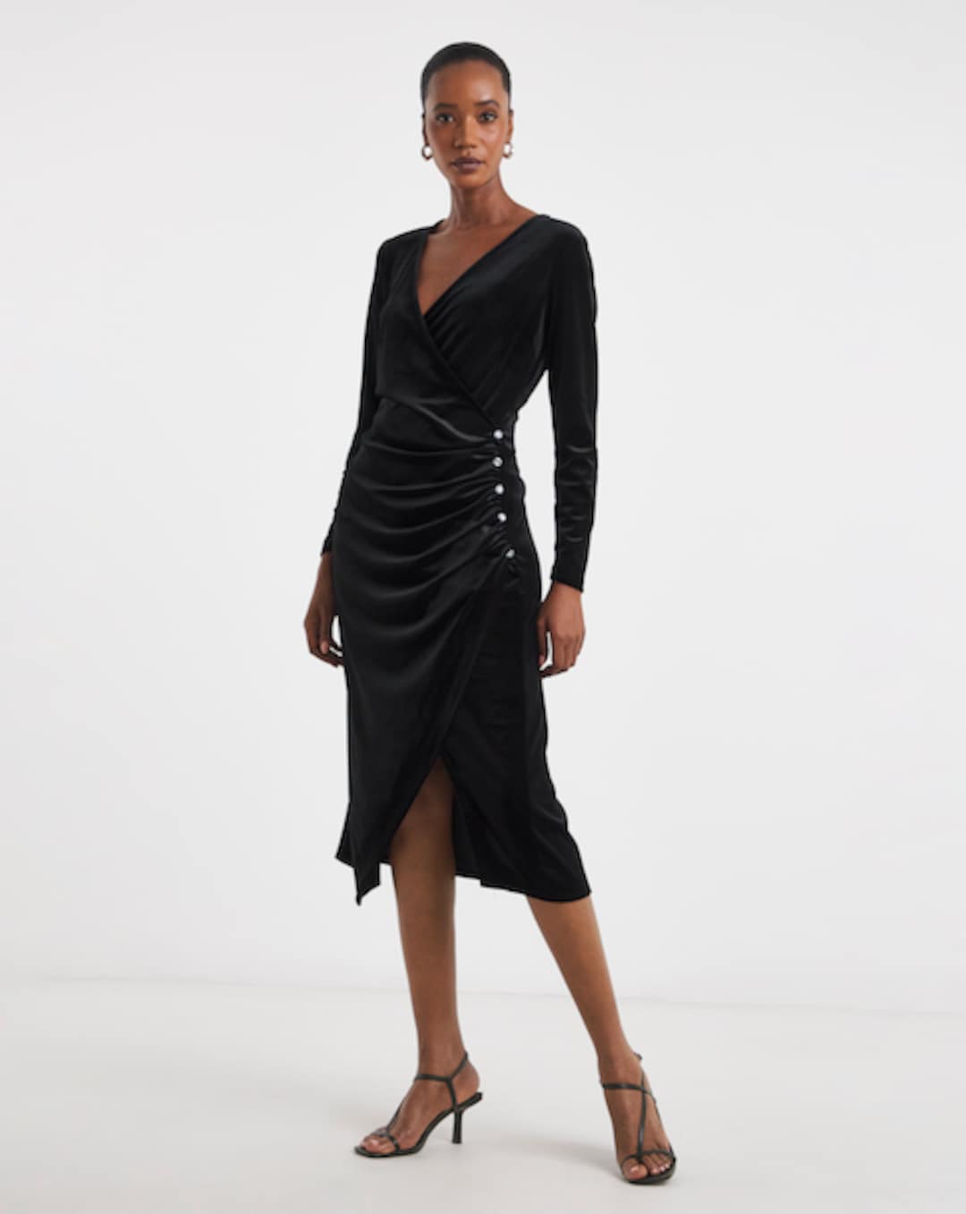 Joe Browns Tuxedo Midi Dress With Sleeves Joe Browns Stretch Knit Wrap Midi  Dress 1X, White