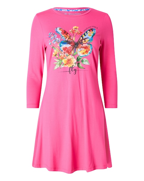 Joe Browns Beautiful Butterfly Graphic Tunic Top - Hot Pink