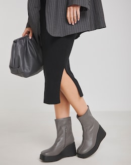 Noah Stretch Upper Wedge Ankle Boots - Wide Fit (E)