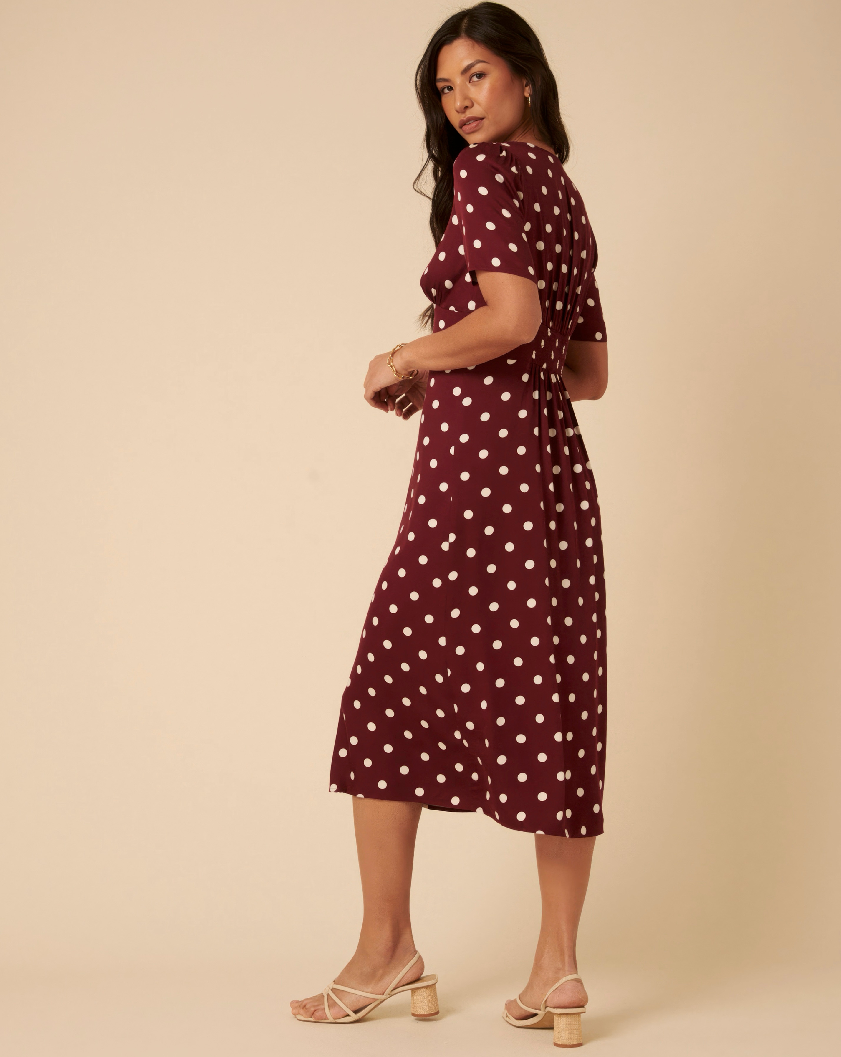 strapless open back dress Salome Berry Twisted Asymmetric Midi Dress – Club L London main image 1