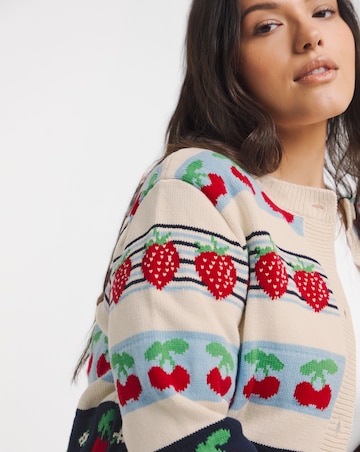 Fruit Fair Isle Crew Neck Cardigan
