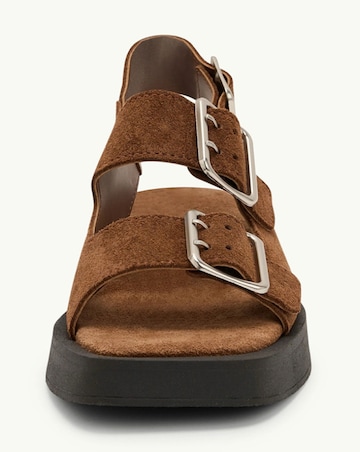 Nobodys Child Brown Leather Double Strap Platform Sandals - Standard Fit (D)