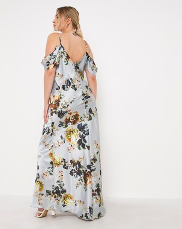 Hope & Ivy Floral Off The Shoulder Satin Dress | Simply Be