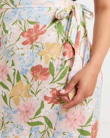Linen Blend Wrap Midaxi Skirt