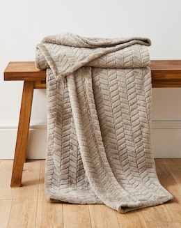 Embossed Jacquard Fleece Throw - Mink