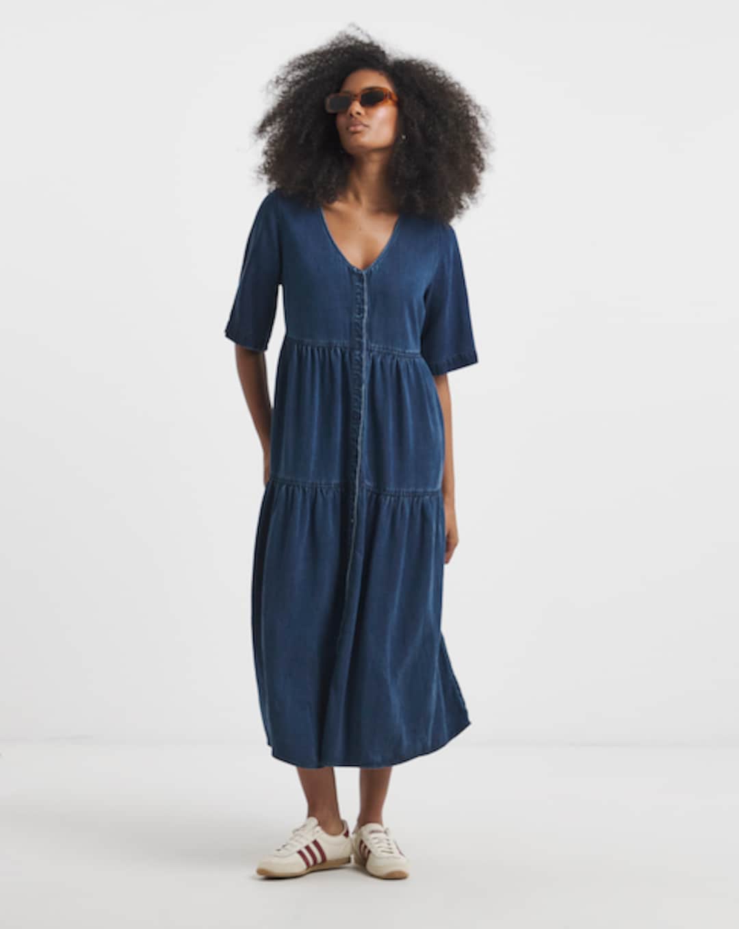 denim smock dress uk Made in Italy Printed Denim Smock Dress