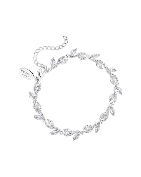 Jon Richard Silver Plated Pave Wave Leaf Bracelet