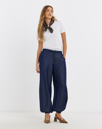 Indigo Tencel Tie Waist Balloon Jeans