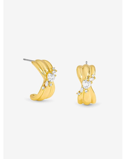 Jon Richard Gold Plated and Crystal Half Hoop Earrings