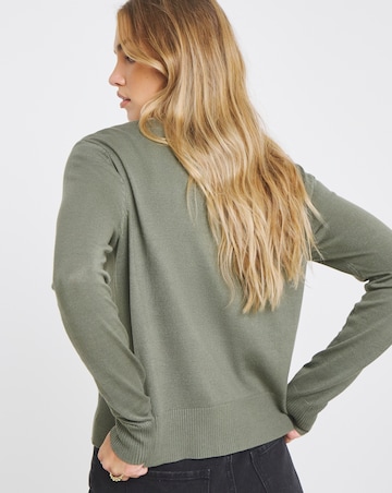 Eversoft Khaki Crew Neck Cardigan