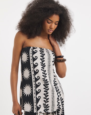 Mono Print Linen Bandeau Top