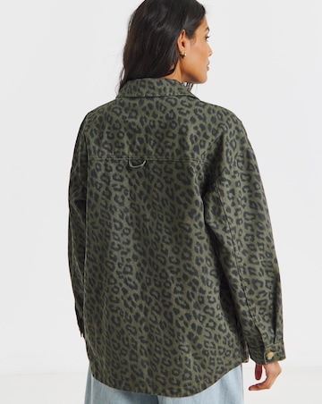 Khaki Leopard Print Utility Shacket