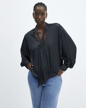 Mango Neck Tie Satin Blouse
