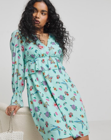 Twisted Wunder Mint Green Chriffon Frill Detail Mini Dress