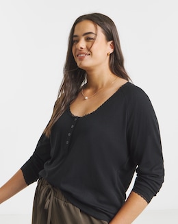 Simply Be Black Lace Trim Top