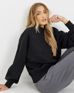 Black High Neck Sweatshirt