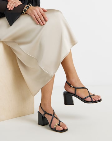 Paola Hardware Detail Toe Loop Heeled Sandals - Wide Fit (E)