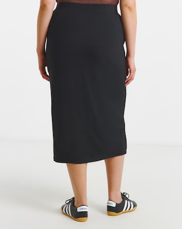 Black Jersey Tube Midi Skirt