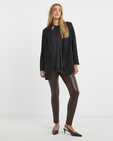 Seam Detail High Waist PU Leggings