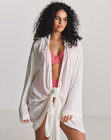 Tie Front Beach Shirt White