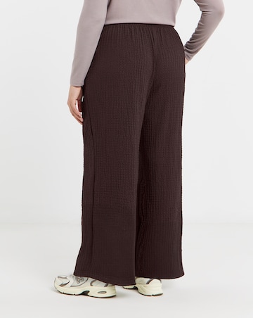 Chocolate Jersey Textured Wide Leg Trousers