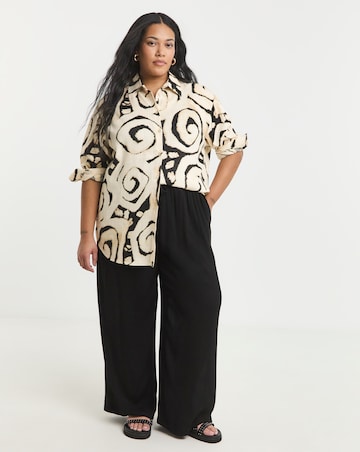 Simply Be Mono Print Linen Mix Shirt