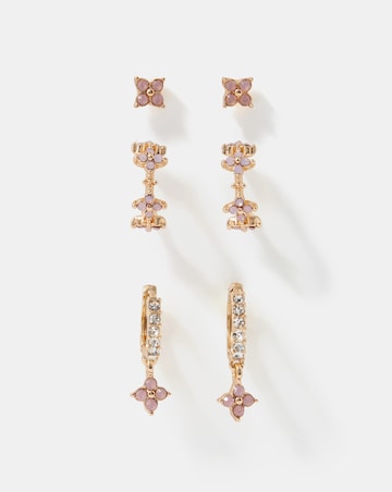 Accessorize 3-Pack Flower Stud & Hoop Earrings