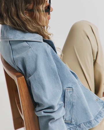 Light Wash Denim Cropped Trench