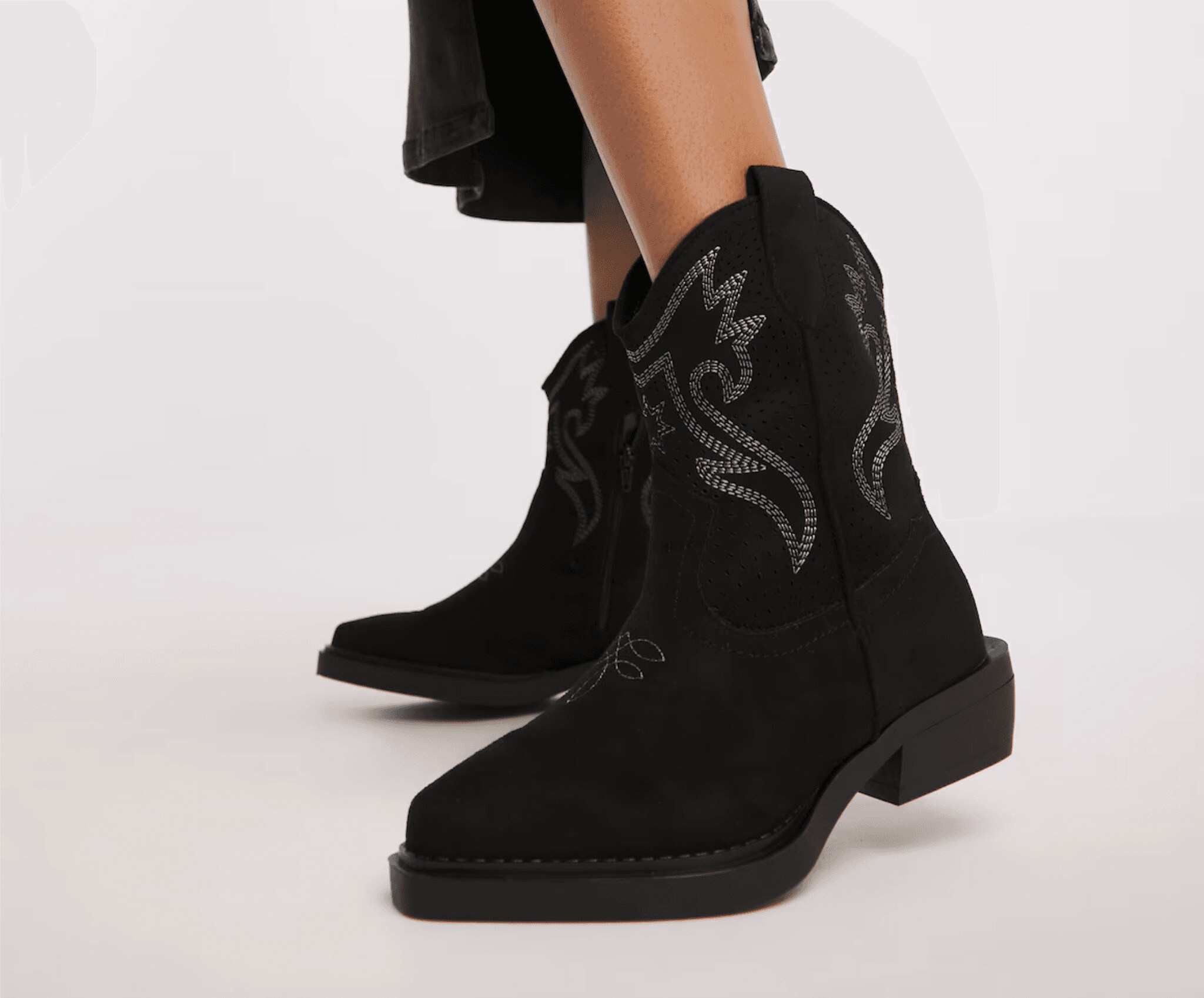 Ankle length black cowboy boots
