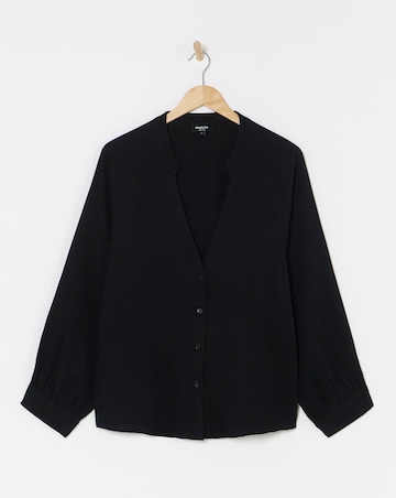 Simply Be Black Cheesecloth Long Sleeve Boxy Shirt