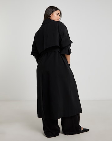 Black Drape Maxi Trench