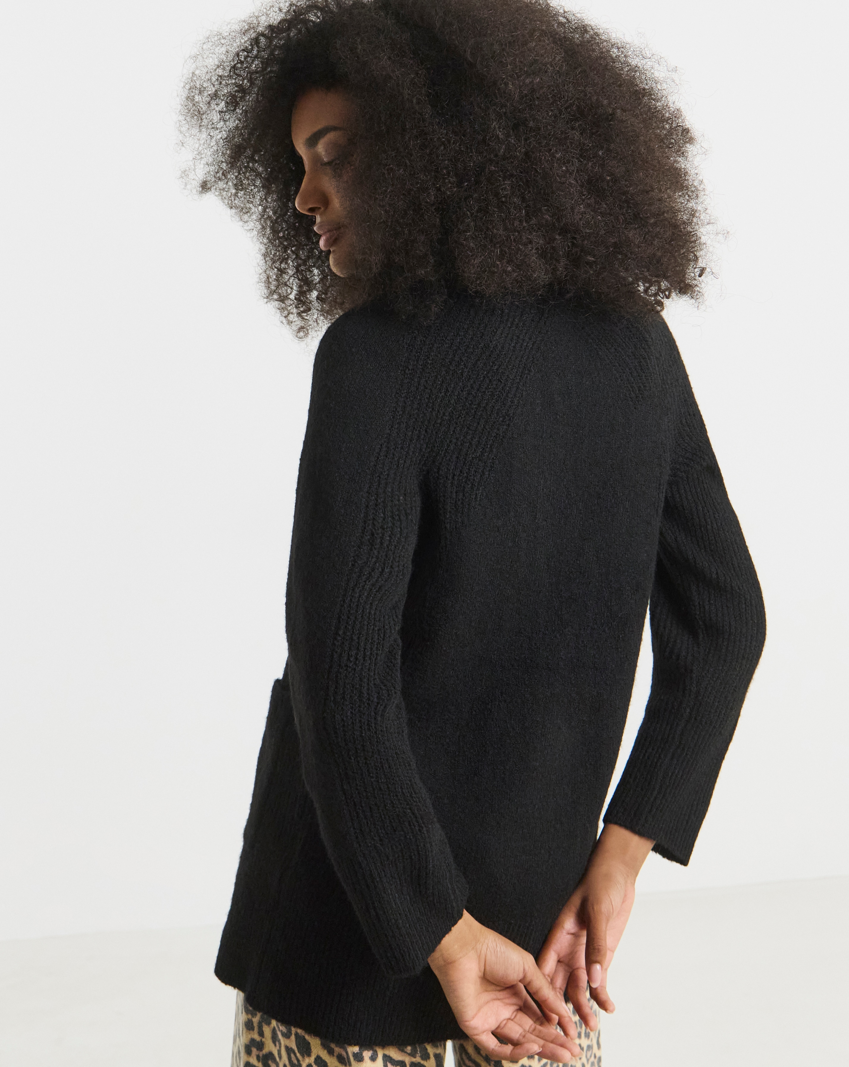 Cosy Yarn Black Boyfriend Cardigan | Simply Be