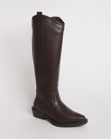 Zaida Western Cowboy Knee High Boots Ex Wide EEE Fit Super Curvy Calf