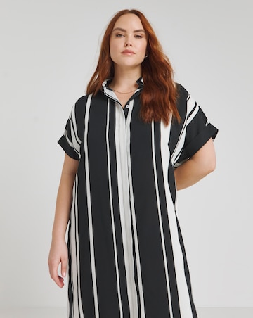 Simply Be Mono Stripe Midi Shirt Dress